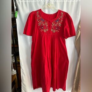 Embroidered Red Dress